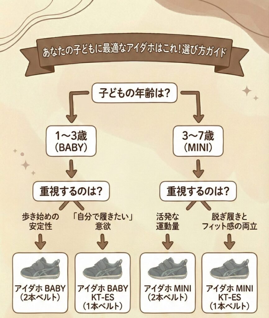 【結論】違いで選ぶ！あなたの子どもに最適なアシックス「アイダホ」はこれ選び方ガイド