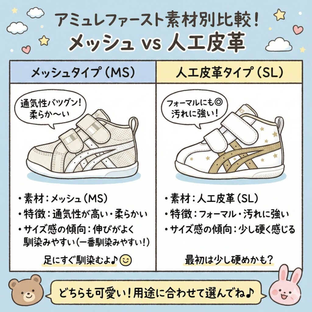 アミュレファーストMSとSLの素材の特徴比較