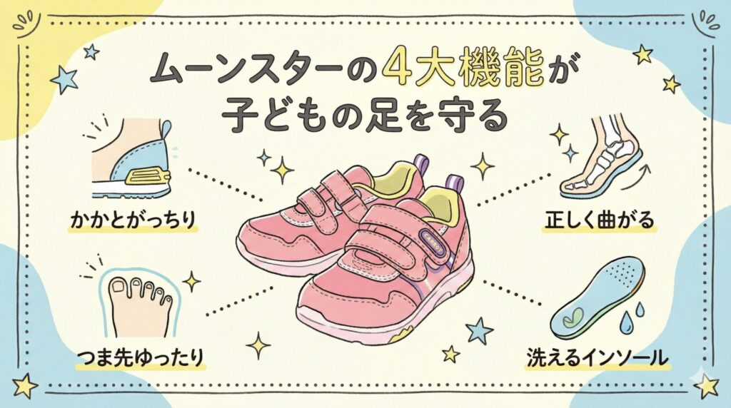 「足に悪い」は嘘!子どもの足を守るムーンスターの4大機能