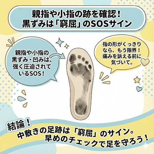 親指や小指の跡を確認！黒ずみは「窮屈」のSOSサイン