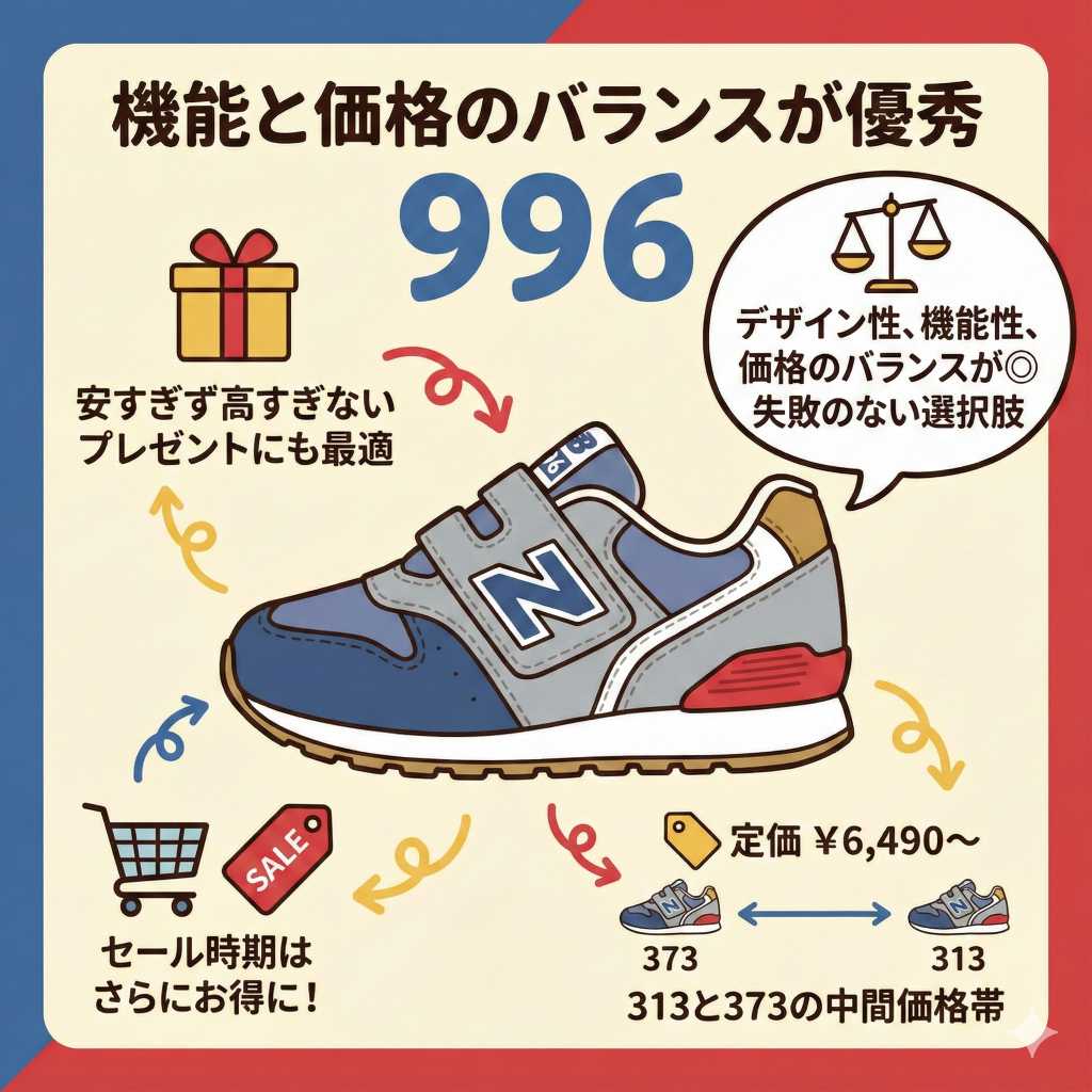 ニューバランスキッズ996・313・373の価格の違い:996は機能と価格のバランスが優秀