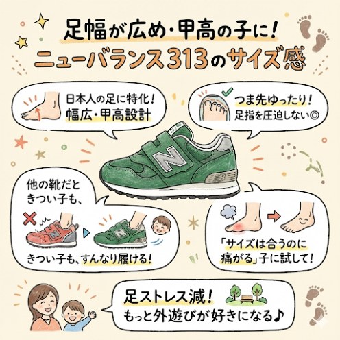 ニューバランスキッズ313のサイズ感
