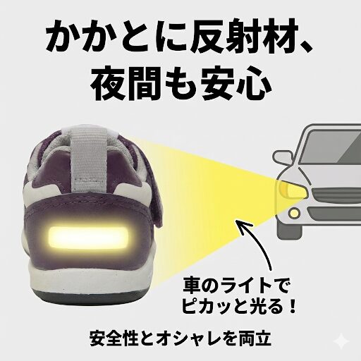 ニューバランスキッズ313はかかとに反射材がある