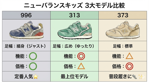 ニューバランスキッズ996・313・373の違い表