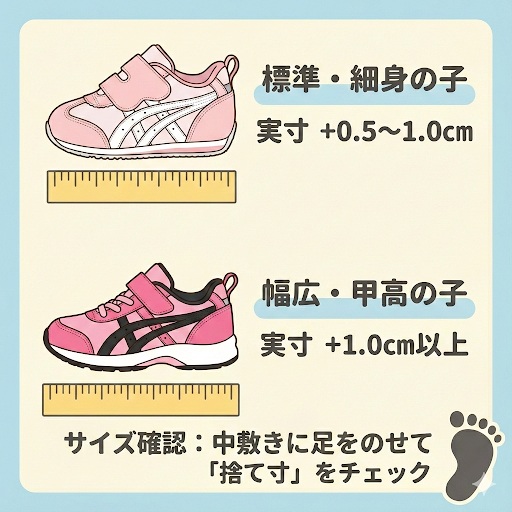 アシックススクスクのサイズ選びで失敗しないための鉄則