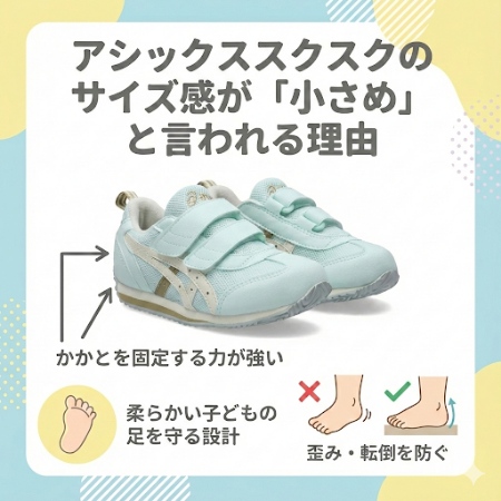 アシックススクスクのサイズ感まとめ