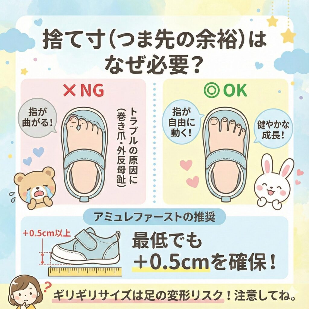 ファーストシューズに捨て寸（つま先の余裕）が必要な理由