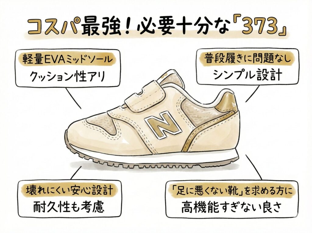ニューバランス373は必要十分な機能でコスパが良い