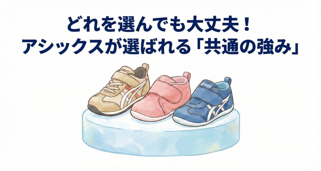 どれを選んでも大丈夫!アシックスが選ばれる「共通の強み」