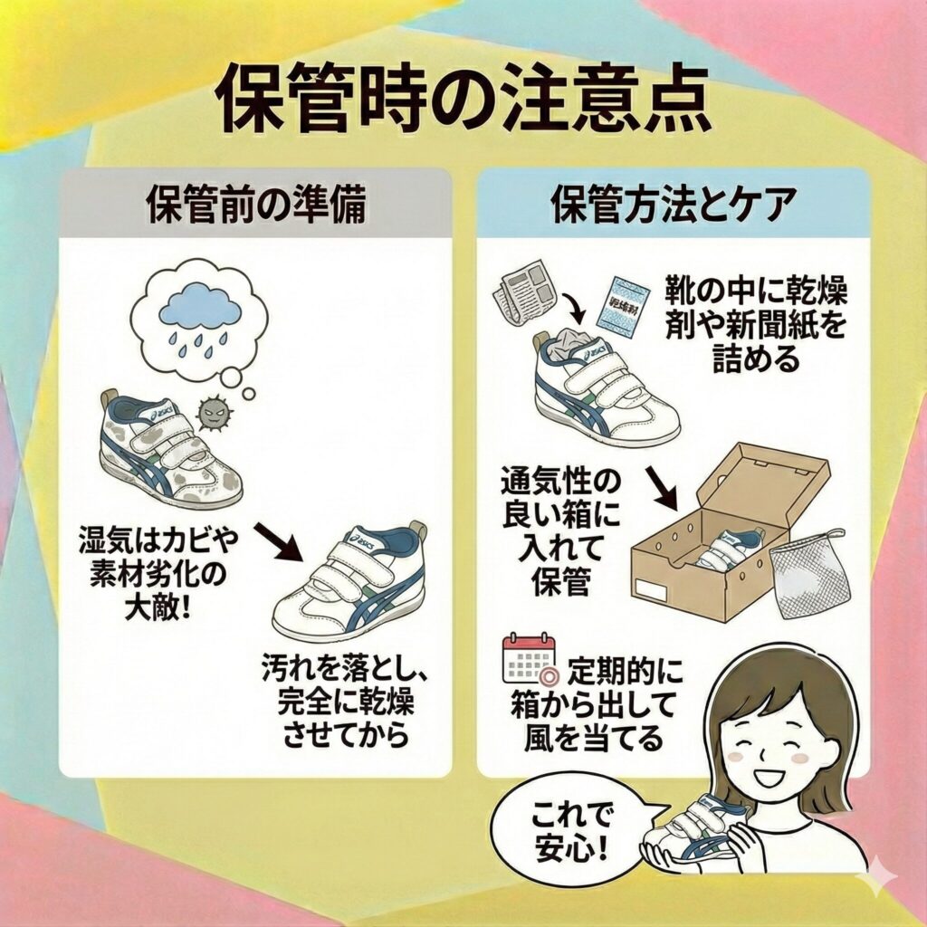 ファーストシューズの保管時の注意点 図解