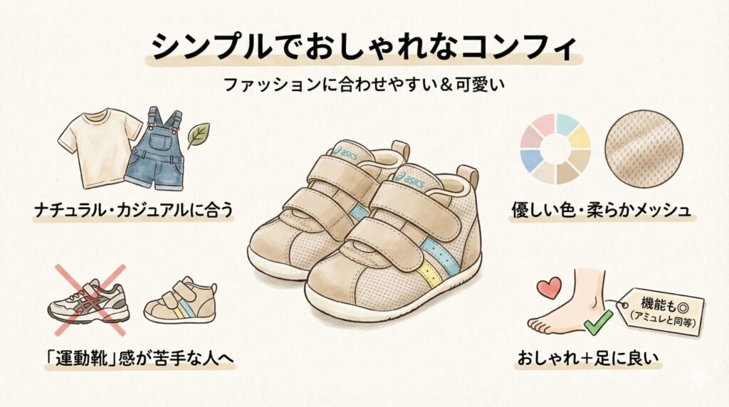 シンプルでおしゃれなアシックスコンフィファースト