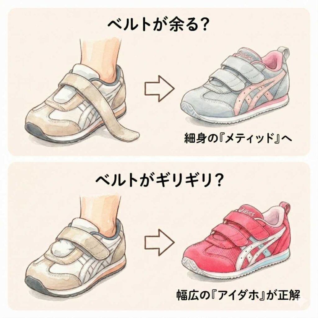 今履いている靴のマジックテープを確認