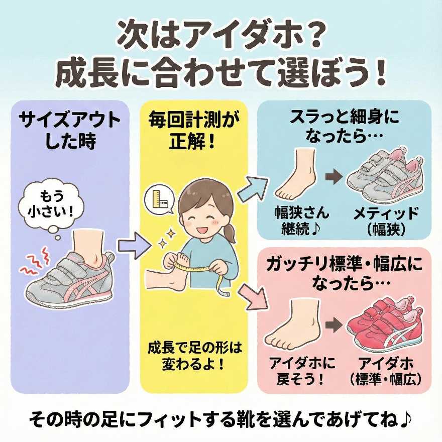 サイズアウトしたときは足幅にあわせて次の靴を選ぼう