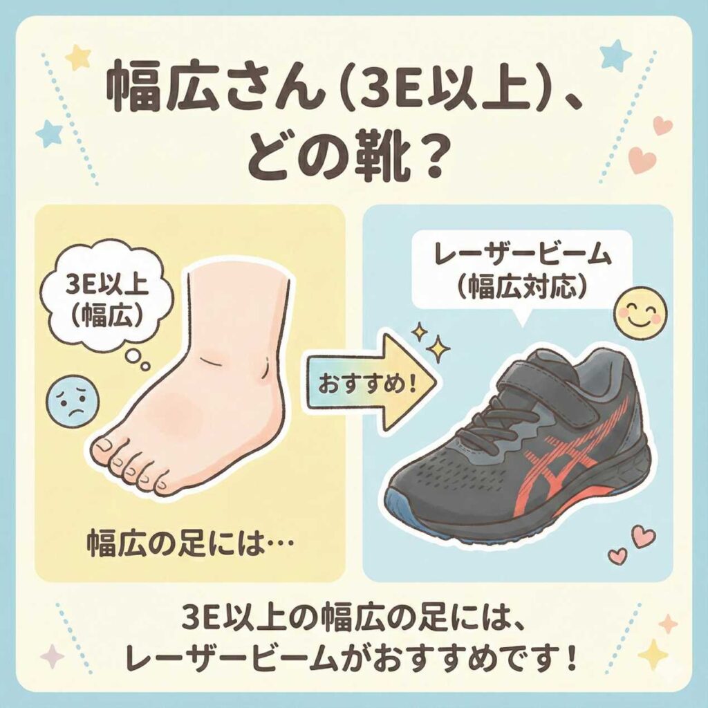 足幅3E以上ならレーザービームがおすすめ