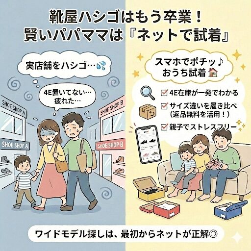 靴屋をハシゴするより、ネットで在庫確認が賢い買い方