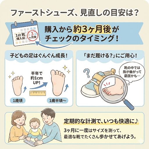 ファーストシューズからセカンドシューズへの切り替えの時期の目安はファーストシューズ購入から約3ヶ月後