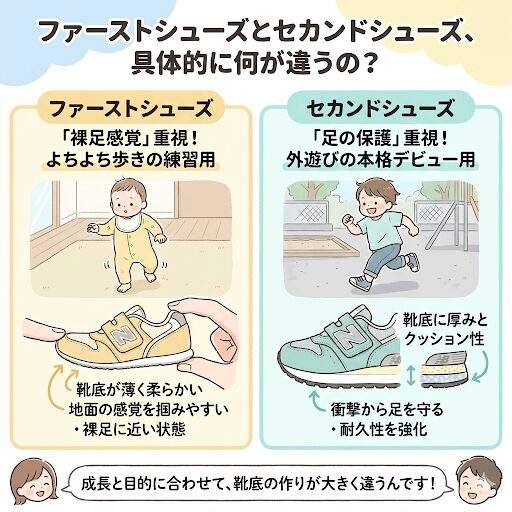 ファーストシューズとセカンドシューズの違いは「裸足感覚」重視か、「足の保護」重視か。

﻿