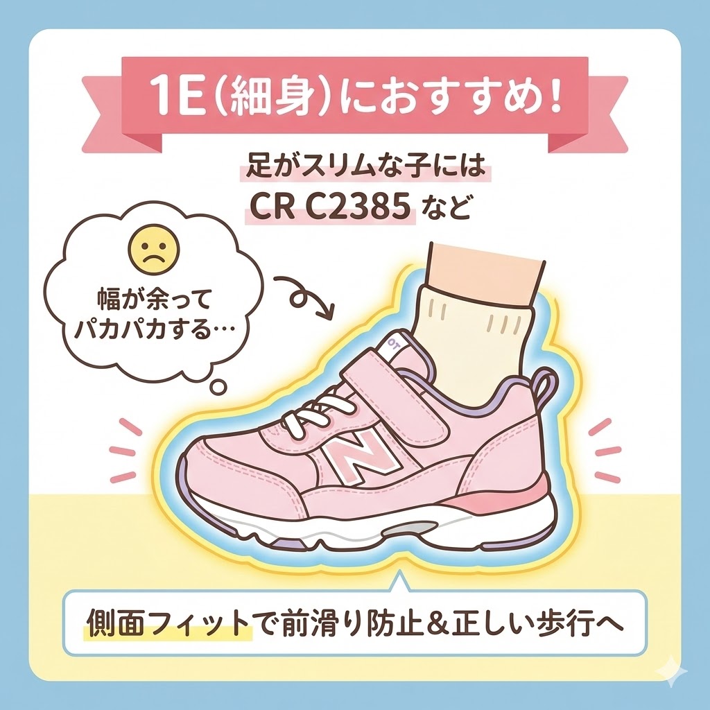 【1E（細身）】足がスリムな子にはCR C2385など