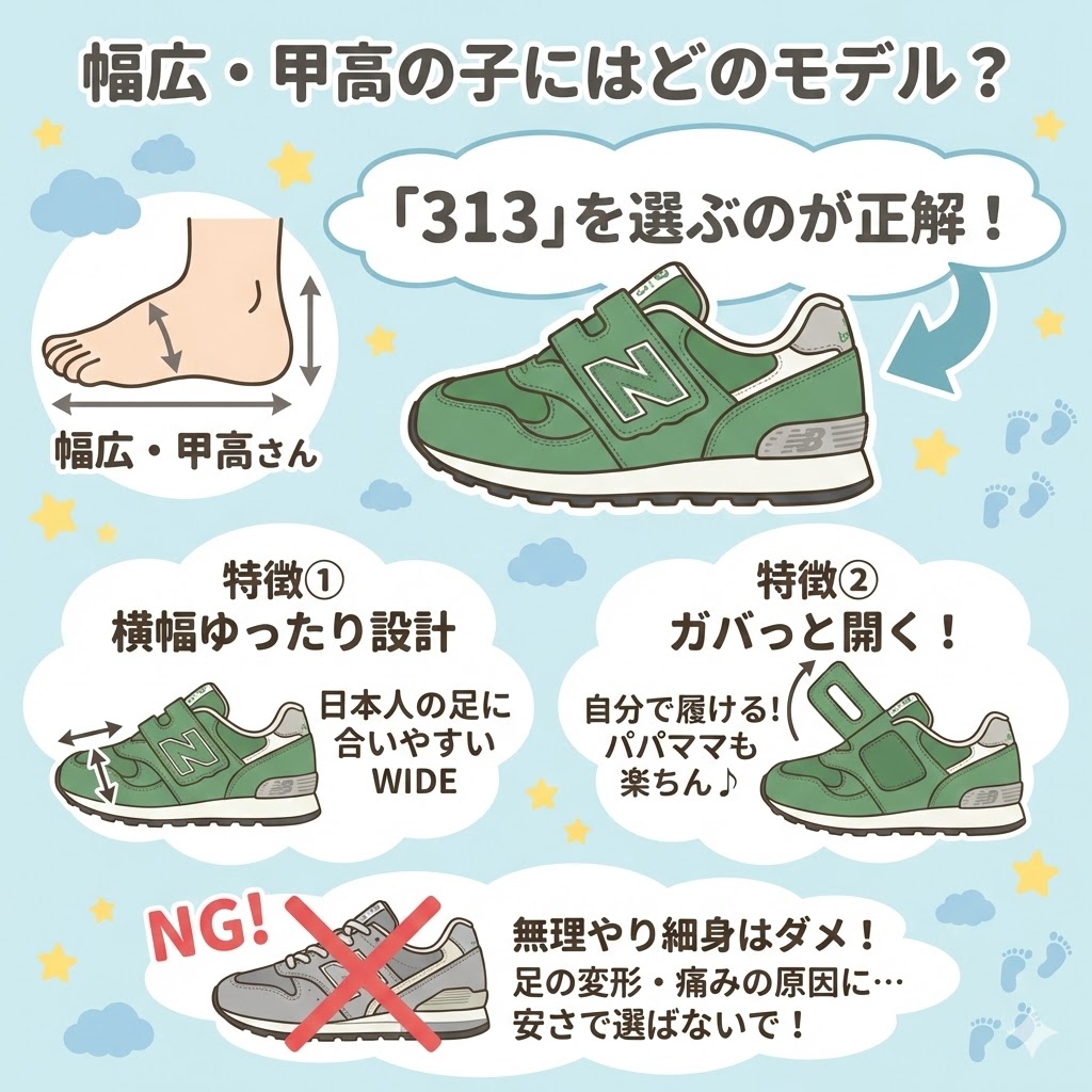 幅広・甲高の子にはどのモデル?ニューバランス「313」を選ぶのが正解