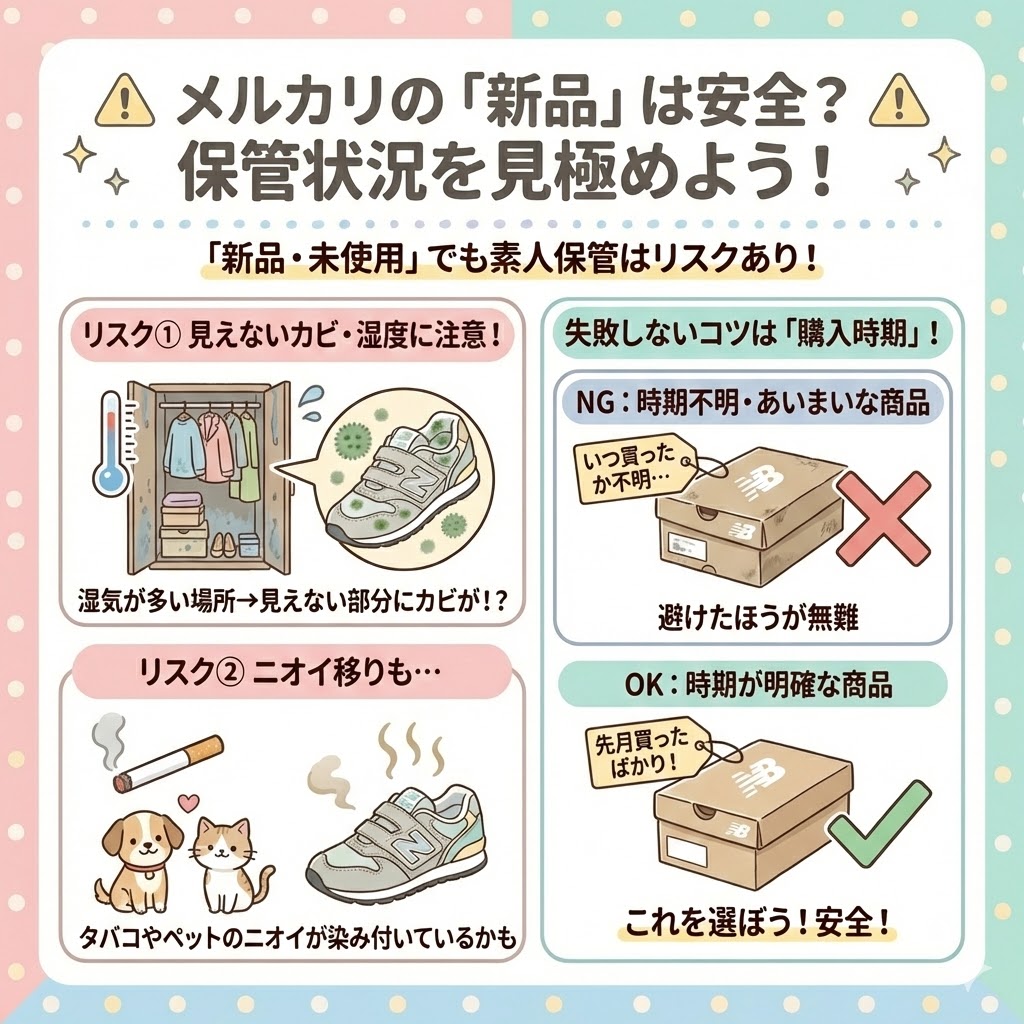 メルカリの「新品」は安全?保管状況(カビ・湿度)を見極める