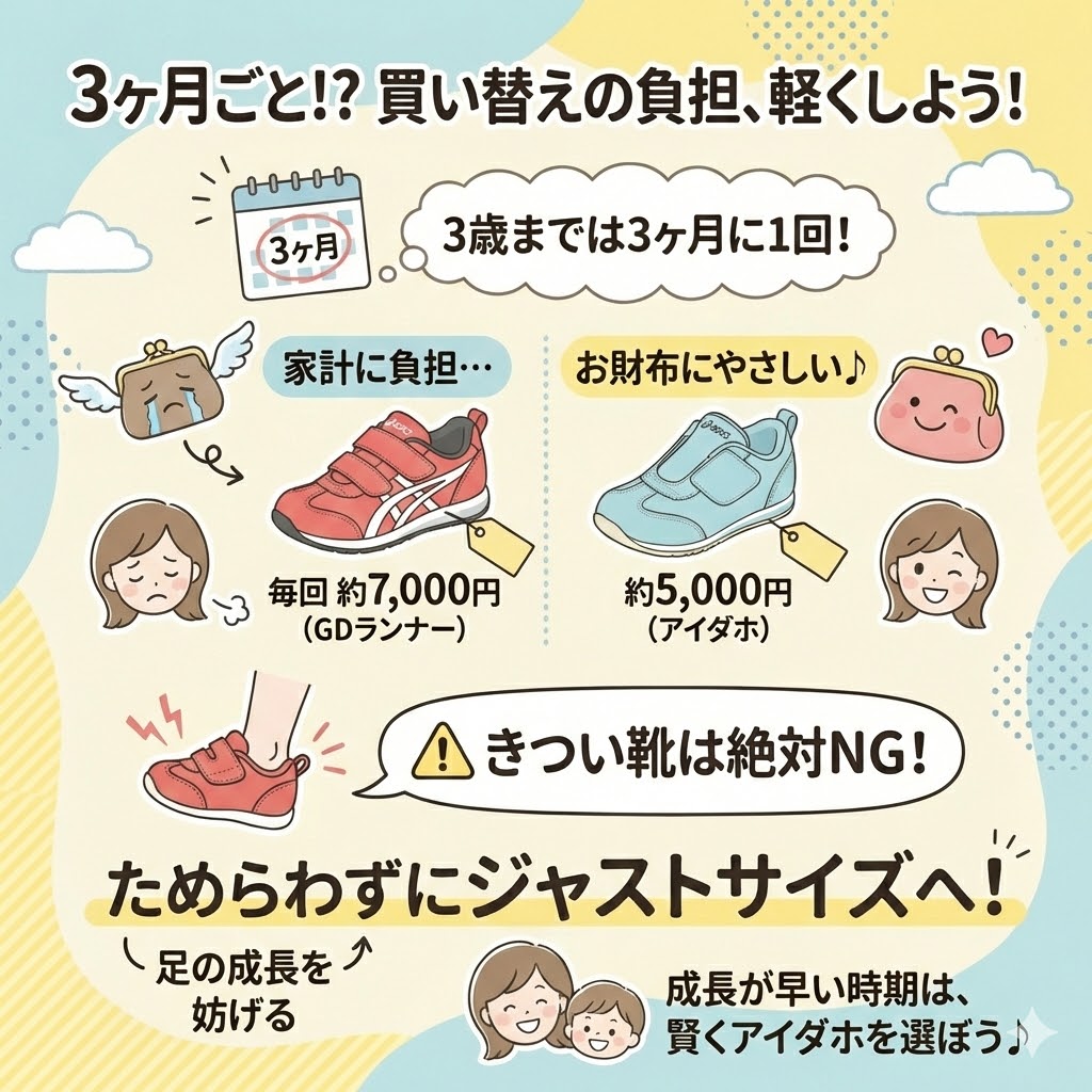 アシックスGDランナーからアイダホに切り替えるタイミング:3ヶ月ごとの買い替えが負担に感じたら