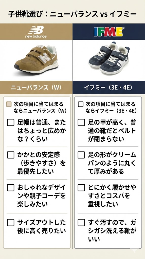 イフミーとニューバランスどっち？チェックリスト