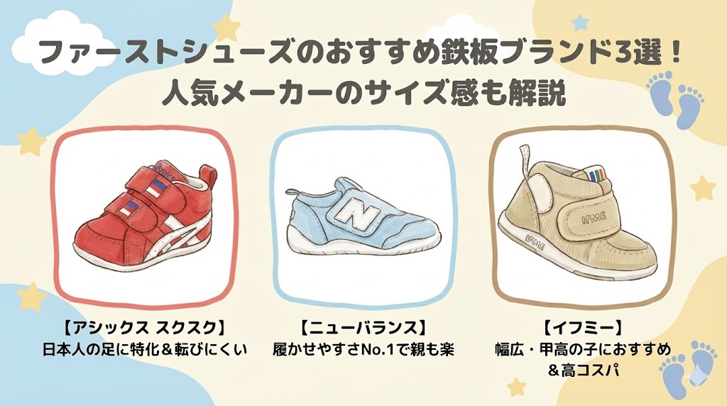 ファーストシューズのおすすめ鉄板ブランド3選！人気メーカーのサイズ感も解説