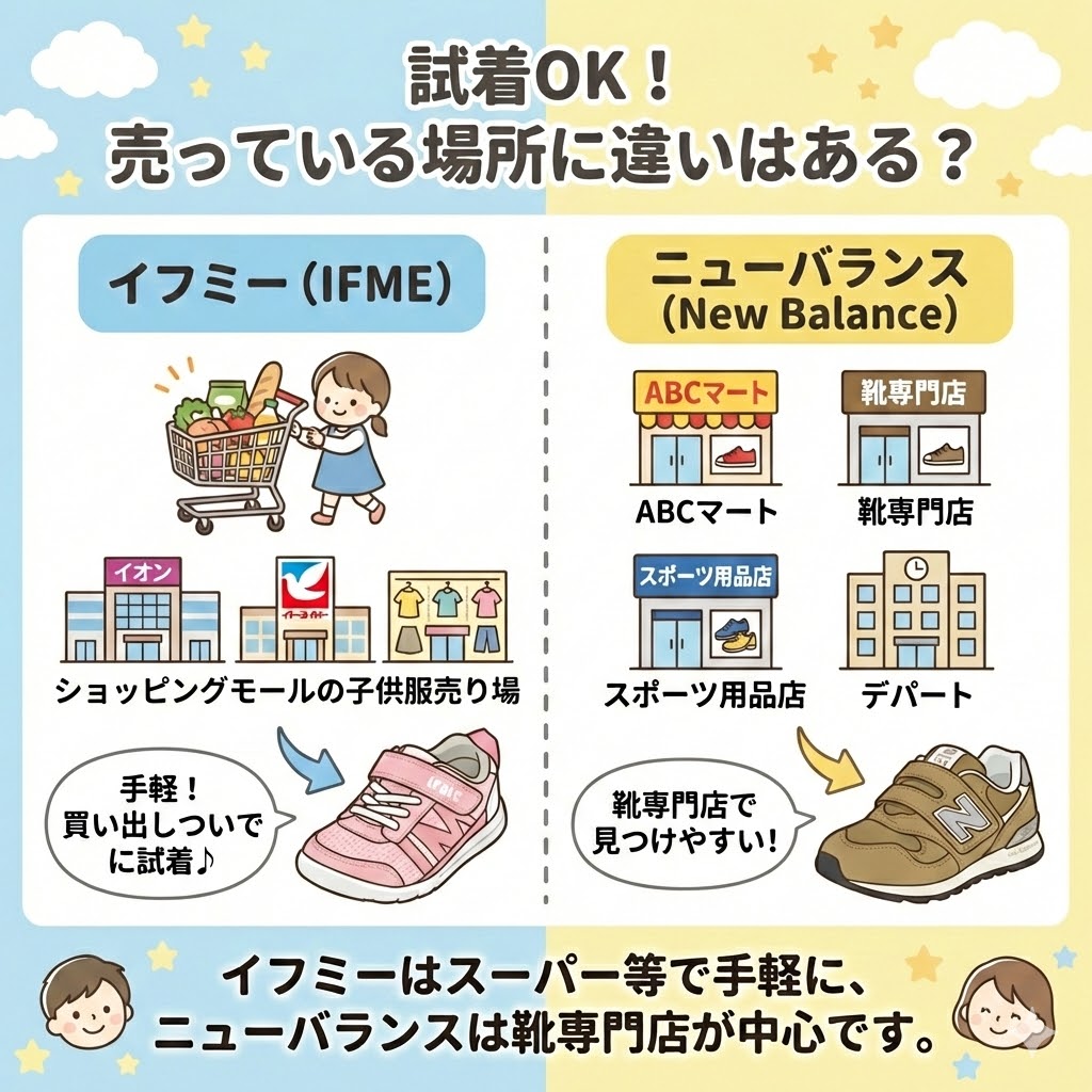 イフミーとニューバランスのどこで売っているかの違い