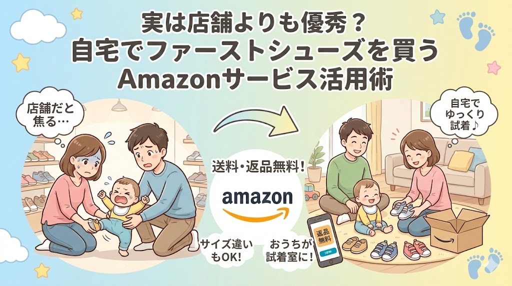 実は店舗よりも優秀？自宅でファーストシューズを買うAmazonサービス活用術