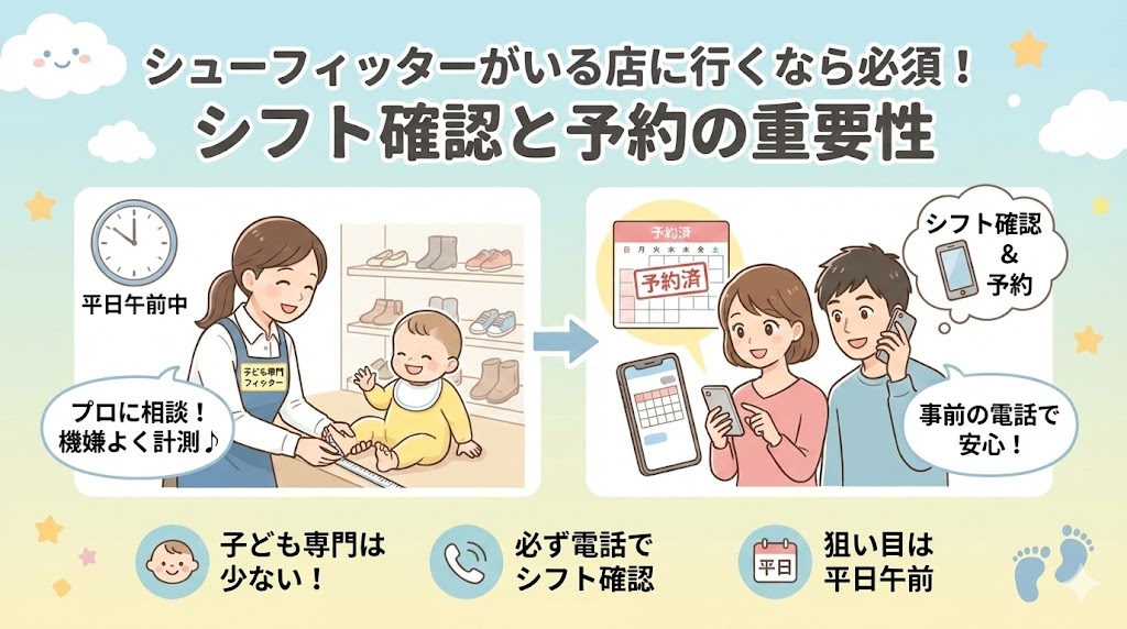 シューフィッターがいる店に行くなら必須！シフト確認と予約の重要性