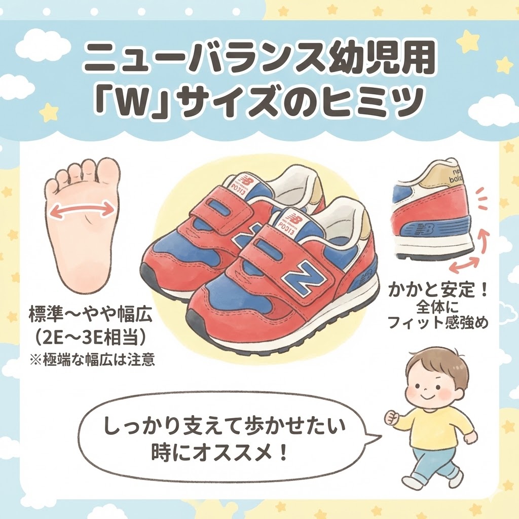 ニューバランスのWはあくまで標準～やや幅広（2E～3E相当）