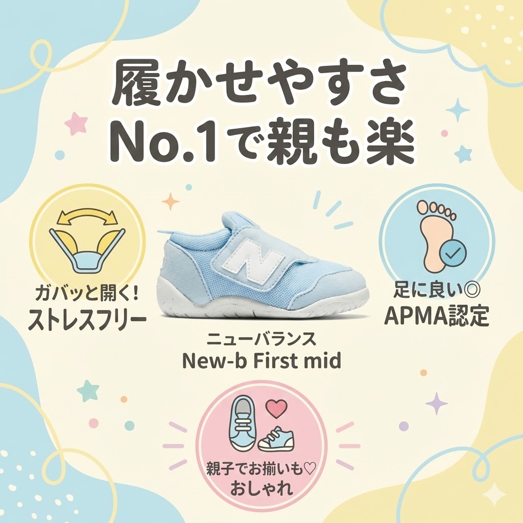 【ニューバランス New-b First mid】履かせやすさNo.1で親も楽