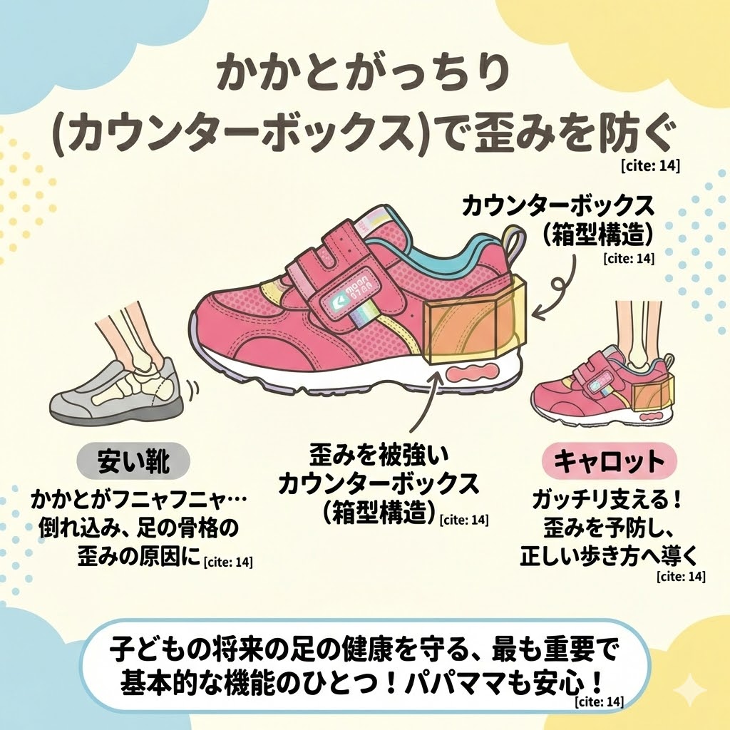 かかとがっちり(カウンターボックス)で歪みを防ぐ