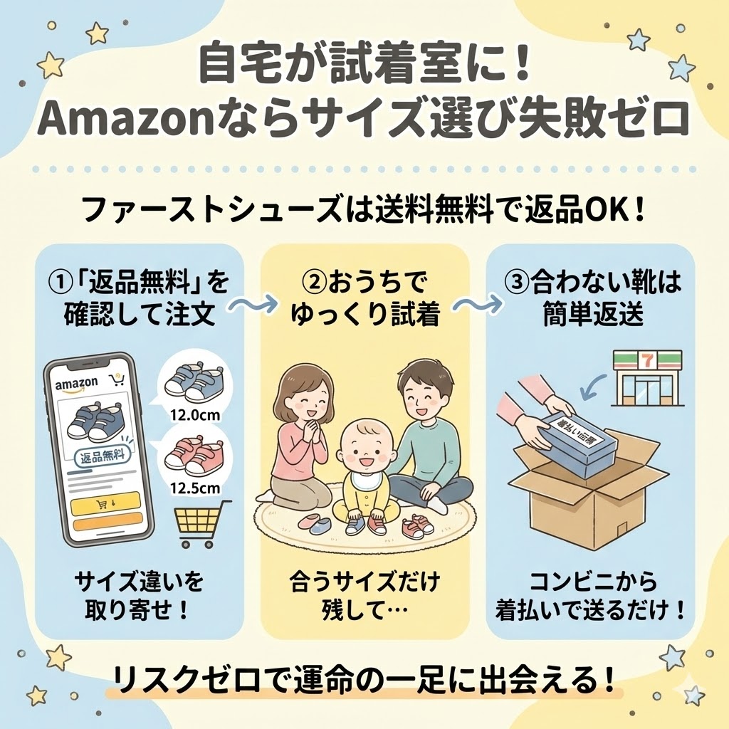 Amazonならファーストシューズを送料無料で返品できる
