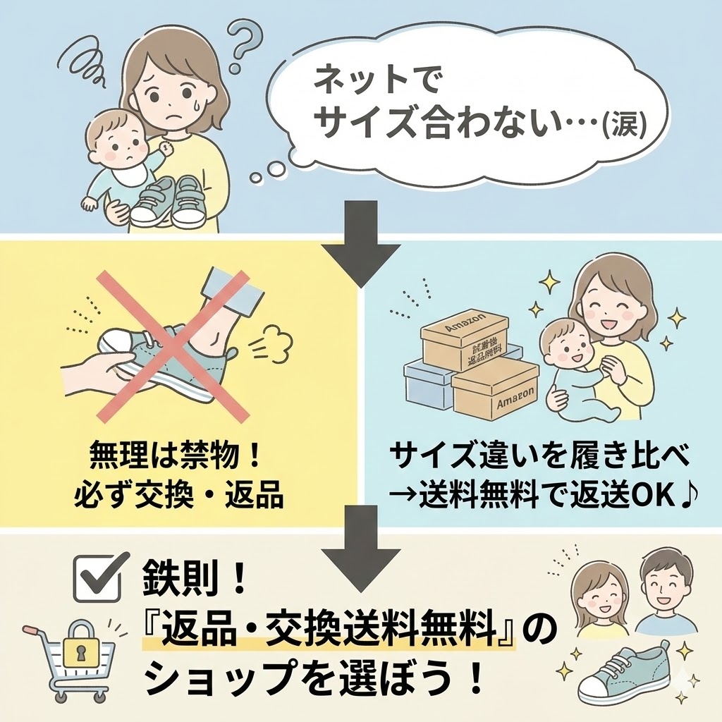 ネットで買ってサイズが合わなかったら返品交換してください