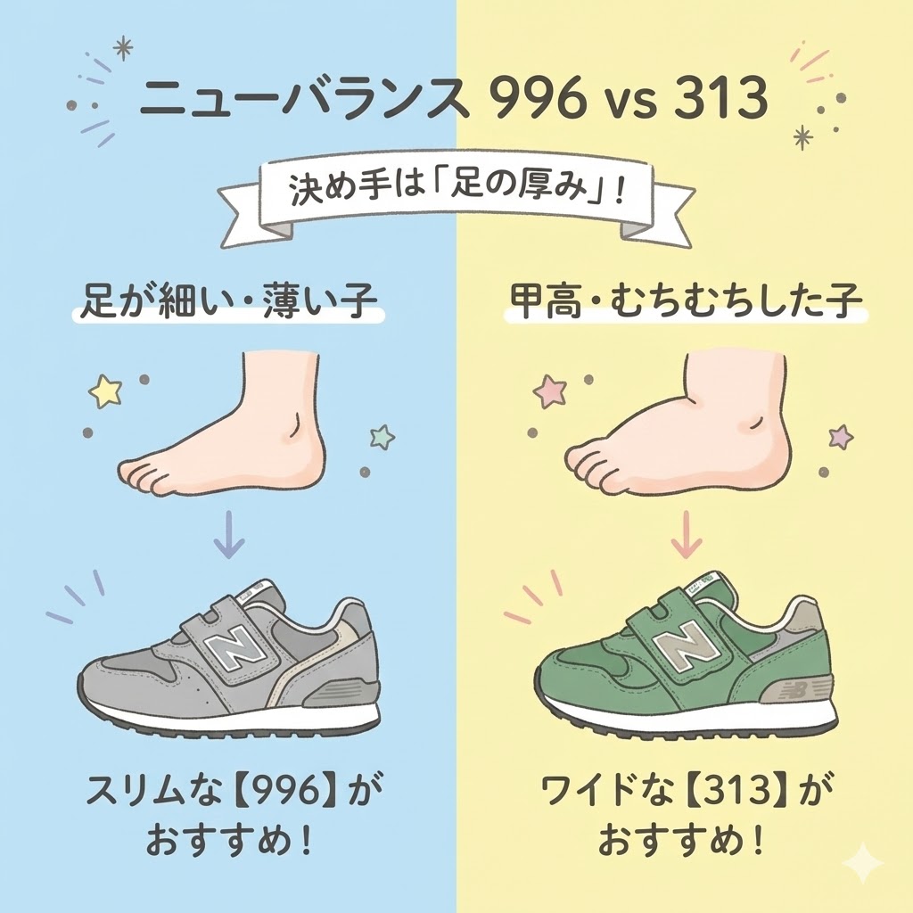 ニューバランスの「996」と「313」は子どもの足の肉付きで決めよう