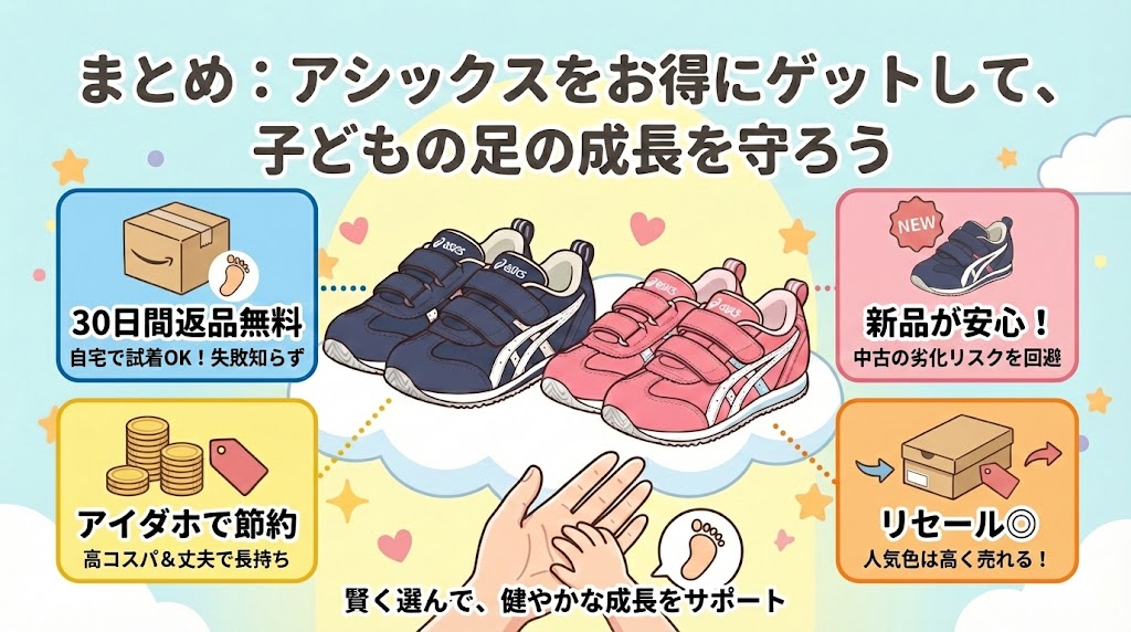 まとめ：アシックスをお得にゲットして、子どもの足の成長を守ろう