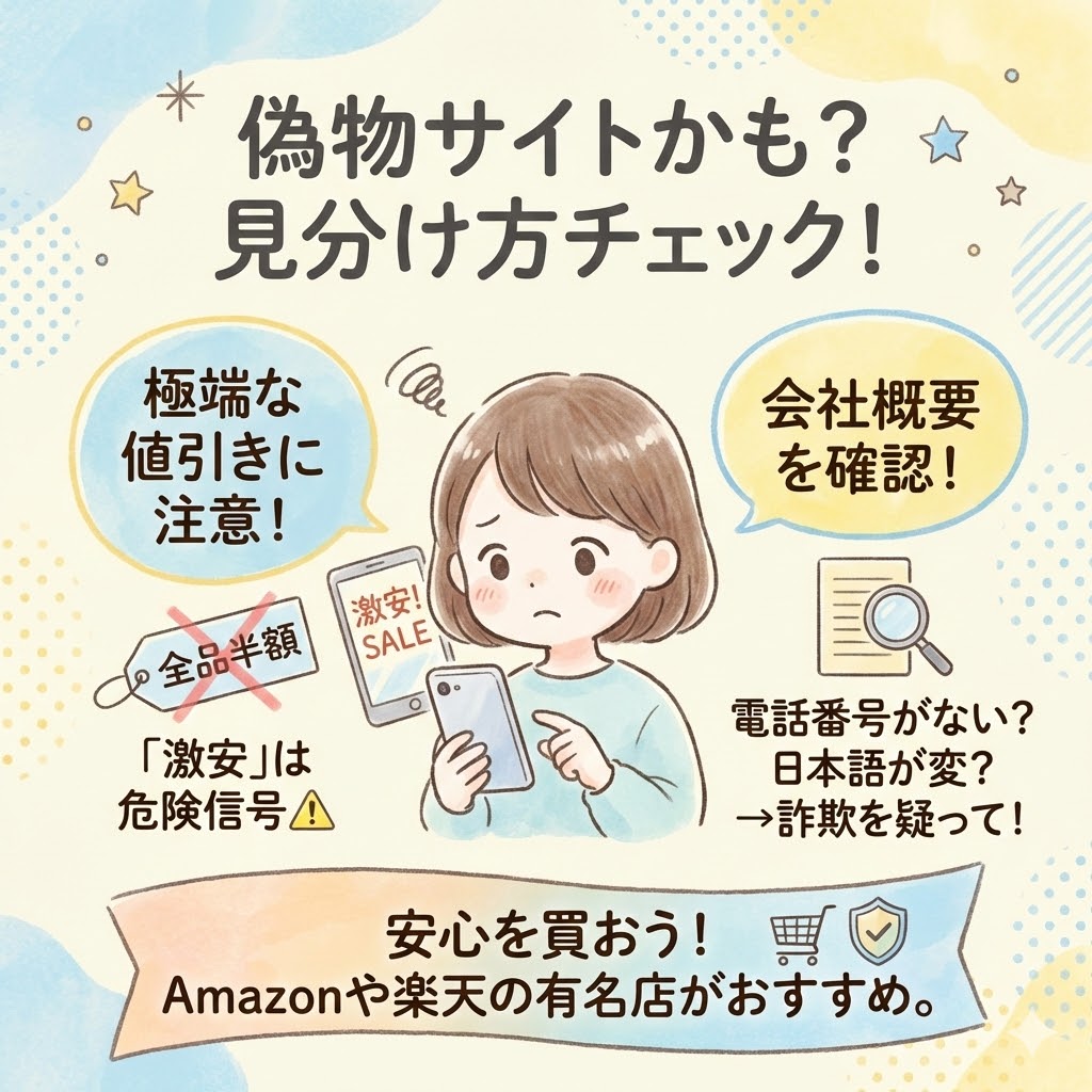 偽物サイトの見分け方は？会社概要と極端な値引きを確認しよう
