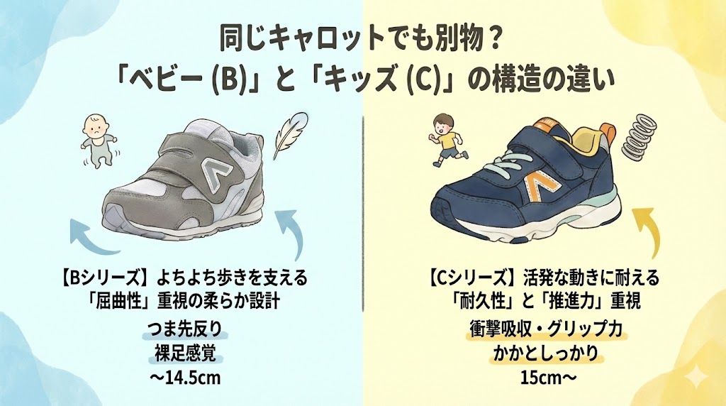 同じキャロットでも別物？「ベビー（B）」と「キッズ（C）」の構造の違い