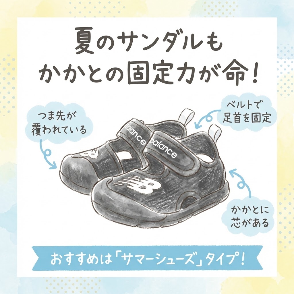 夏場のサンダルも、セカンドシューズと同じかかとの固定力で選ぼう