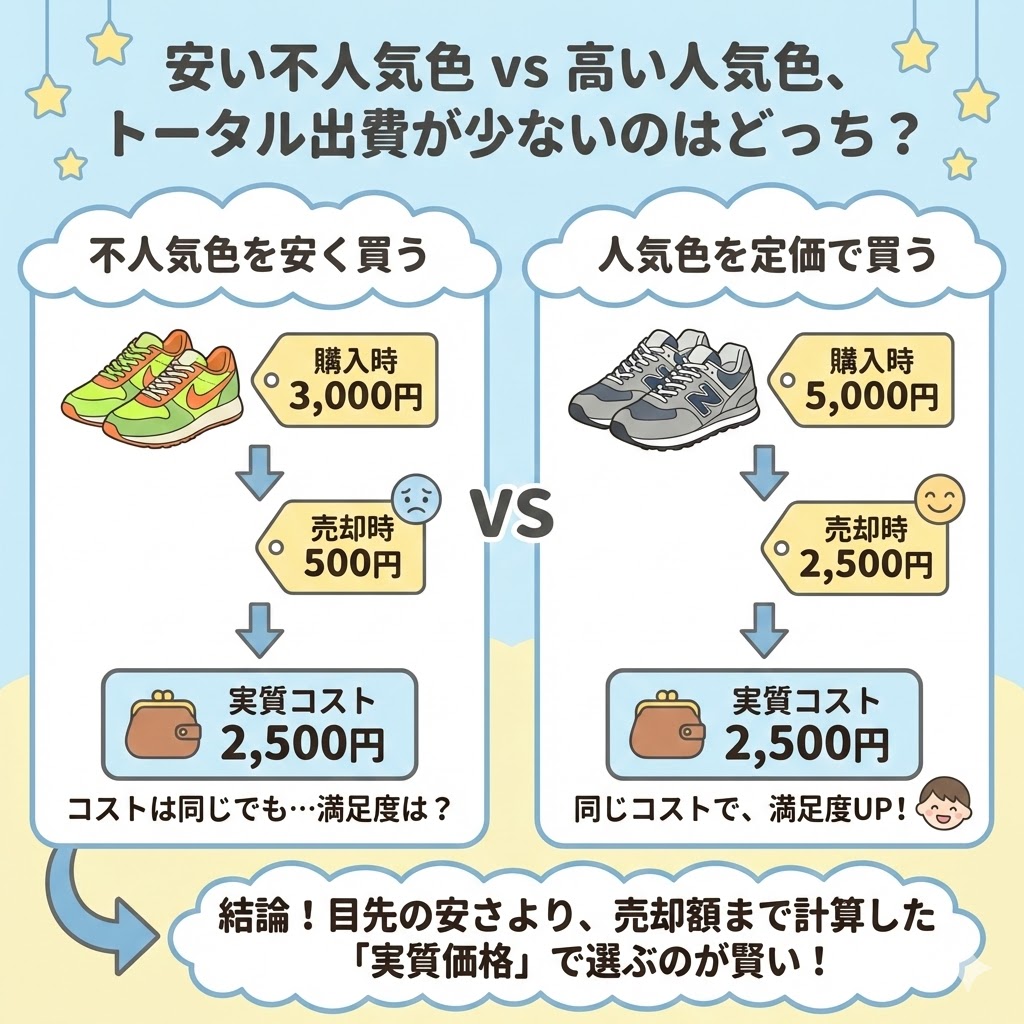 安い不人気色 vs 高い人気色、トータル出費が少ないのはどっち？