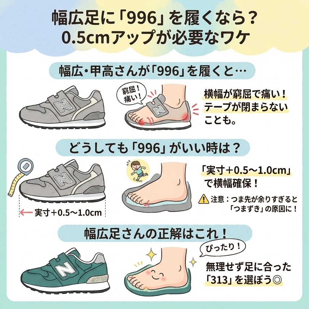 幅広な足にニューバランス996を選ぶなら0.5cmアップが必要なワケ
