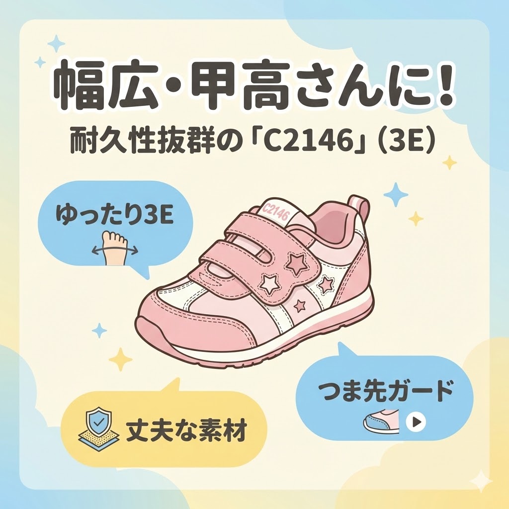 幅広・甲高さんに！耐久性抜群の「C2146」（3E）