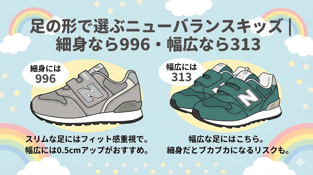 足の形で選ぶニューバランスキッズ｜細身なら996・幅広なら313