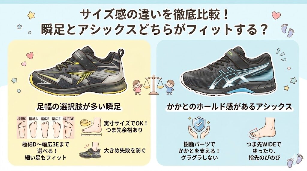 サイズ感の違いを徹底比較!瞬足とアシックスどちらがフィットする?
