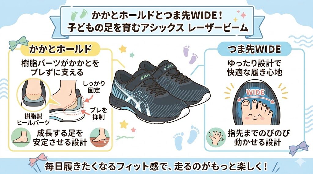 【アシックス】かかとをしっかり固定してフィット感がある