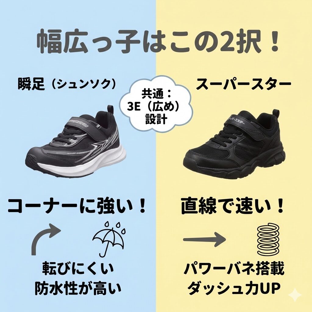 足幅の広い子にはスーパースターと瞬足