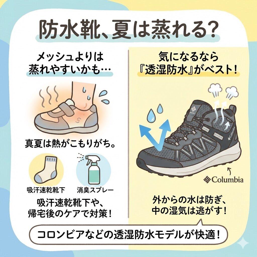 夏の防水スニーカーは蒸れるので防水透湿モデルがおすすめ