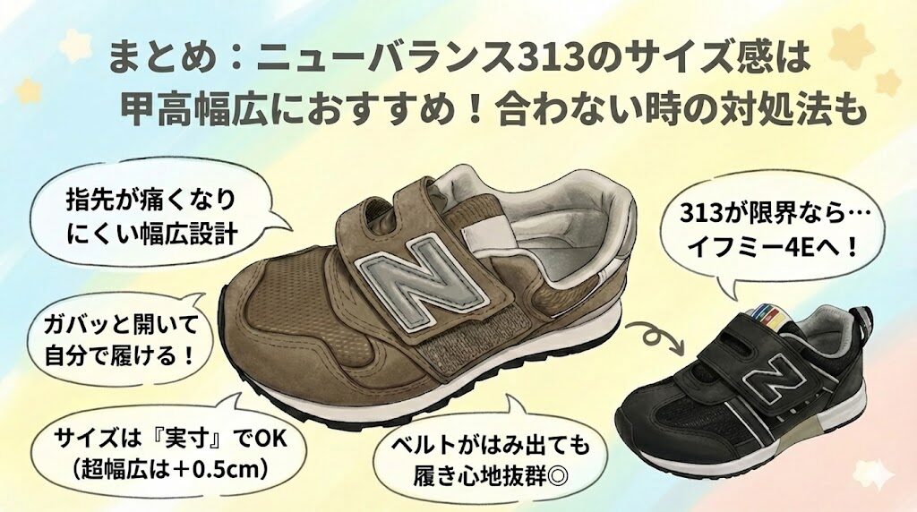 まとめ：ニューバランス313のサイズ感は甲高幅広におすすめ！合わない時の対処法も