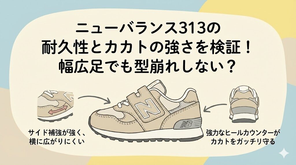 ニューバランス313の耐久性とカカトの強さを検証！幅広足でも型崩れしない？